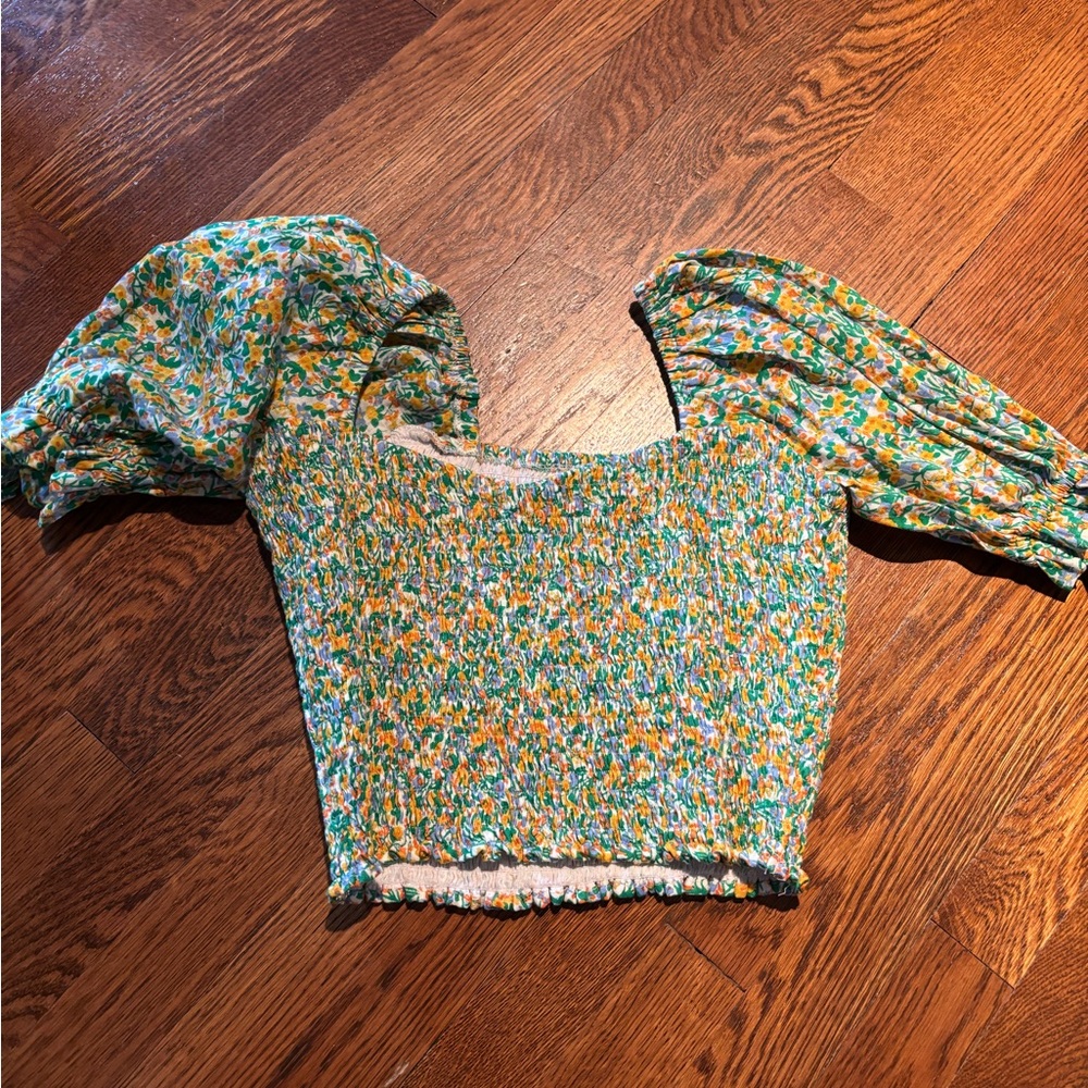 Faithfull the Brand Multicolor Puff Sleeve Top